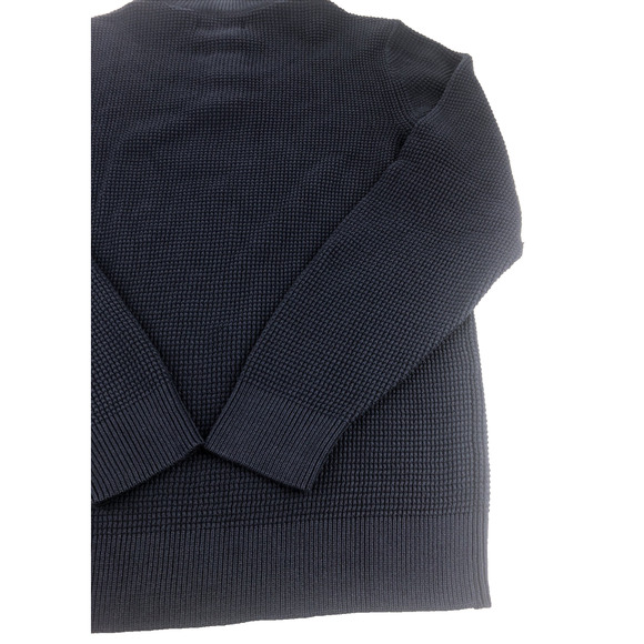 Chaps‎ Men's Sweater Large Cable Knit Mock Neck Quarter Button Pullover Blue - Picture 14 of 14